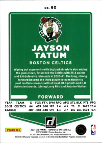 Jayson Tatum - Panini Donruss Base Set 2021-22, Nr. 60