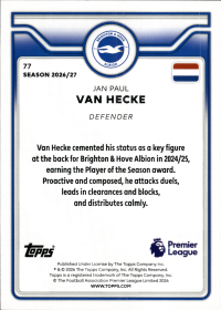 Jan Paul van Hecke - Topps Flagship Premier League Base Set 2026-27, Nr. 77