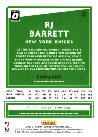 RJ Barrett - Panini Donruss Optic Base Set 2020-21, Nr. 62