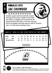 Jae Crowder - Panini Hoops Base Set 2021-22, Nr. 46