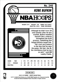 Kobe Bufkin - Panini Hoops Base Set 2023-24, Nr. 246 – Rookie Card