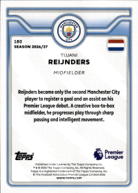 Tijjani Reijnders - Topps Flagship Premier League Base Set 2026-27, Nr. 180