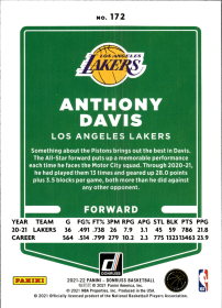 Anthony Davis - Panini Donruss Base Set 2021-22, Nr. 172