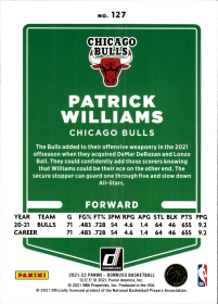 Patrick Williams - Panini Donruss Base Set 2021-22, Nr. 127