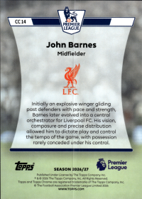 John Barnes - Topps Flagship Premier League Chrome Classics 2026-27, Nr. CC 14 – Insert