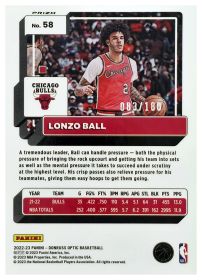 Lonzo Ball - Panini Donruss Optic Base Set 2022-23, Nr. 58 – Nummeriert, Blue Sparkle