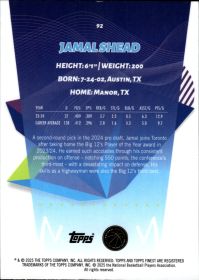 Jamal Shead - Topps Finest Base Set 2024-25, Nr. 92 – Rookie Card
