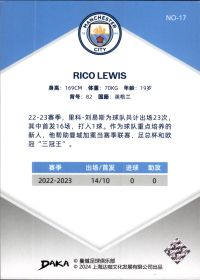Rico Lewis - DAKA Manchester City Set Holocene 2023-24, Nr. NO-17