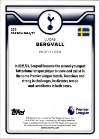 Lucas Bergvall - Topps Flagship Premier League Base Set 2026-27, Nr. 253