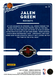 Jalen Green - Panini Donruss The Rookies 2021-22, Nr. 2