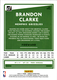 Brandon Clarke - Panini Donruss Base Set 2020-21, Nr. 192