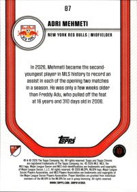 Adri Mehmeti - Topps Chrome MLS Base Set 2026, Nr. 87 – Rookie Card