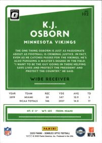 K.J. Osborn - Panini Donruss Optic Base Set 2020, Nr. 102 – Rookie Card
