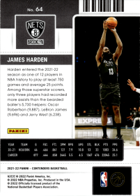 James Harden - Panini Contenders Season Ticket 2021-22, Nr. 64