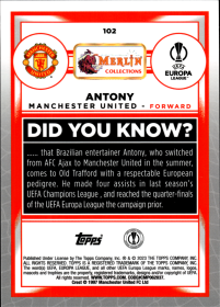 Antony - Topps Merlin Chrome UEFA Club Competitions Base Set 2022-23, Nr. 102