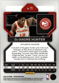De'Andre Hunter - Panini Prizm Base Set 2021-22, Nr. 73