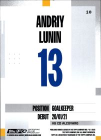 Andriy Lunin - Topps Real Madrid Team Set First Team 2024-25, Nr. 10