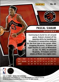 Pascal Siakam - Panini Revolution Base Set 2021-22, Nr. 20