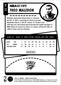 Theo Maledon - Panini Hoops Base Set 2021-22, Nr. 63