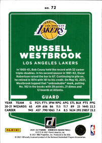 Russell Westbrook - Panini Donruss Base Set 2021-22, Nr. 72