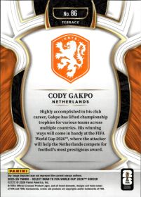 Cody Gakpo - Panini Select FIFA Road to World Cup Terrace 2025-26, Nr. 86