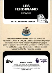 Les Ferdinand - Topps Flagship Premier League Retro Threads 2026-27, Nr. RT 23 – Insert