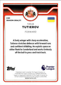 Timur Tutierov - Topps Flagship Premier League Base Set 2026-27, Nr. 240 – Rookie Card
