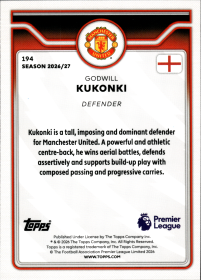 Godwill Kukonki - Topps Flagship Premier League Base Set 2026-27, Nr. 194 – Rookie Card