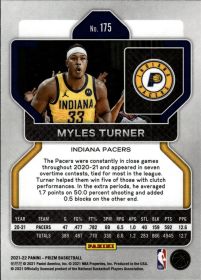 Myles Turner - Panini Prizm Base Set 2021-22, Nr. 175