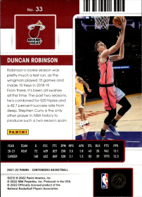 Duncan Robinson - Panini Contenders Season Ticket 2021-22, Nr. 33