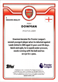 Max Dowman - Topps Flagship Premier League Future Stars 2026-27, Nr. 1