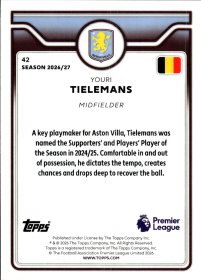 Youri Tielemans - Topps Flagship Premier League Base Set 2026-27, Nr. 42