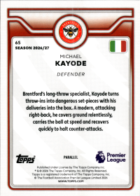Michael Kayode - Topps Flagship Premier League Base Set 2026-27, Nr. 65 – Premier League Parallel
