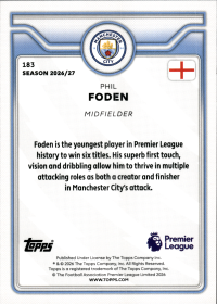 Phil Foden - Topps Flagship Premier League Base Set 2026-27, Nr. 183