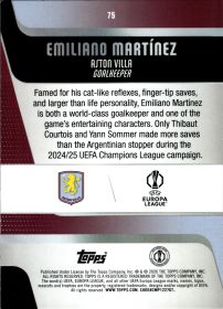 Emiliano Martínez - Topps UEFA Club Competitions Base Set 2025-26, Nr. 75 – Diamante