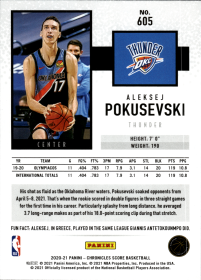 Aleksej Pokusevski - Panini Chronicles Base Set 2020-21, Nr. 605 – Rookie Card
