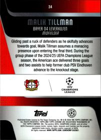 Malik Tillman - Topps Chrome UEFA Club Competitions Base Set 2025-26, Nr. 24