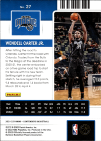 Wendell Carter Jr. - Panini Contenders Season Ticket 2021-22, Nr. 27