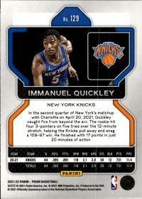 Immanuel Quickley - Panini Prizm Base Set 2021-22, Nr. 129