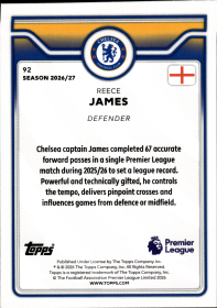 Reece James - Topps Flagship Premier League Base Set 2026-27, Nr. 92