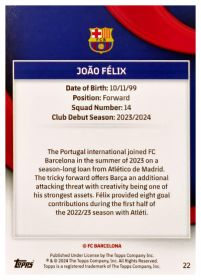 João Félix - Topps FC Barcelona Team Set First Team 2023-24, Nr. 22 – Icy