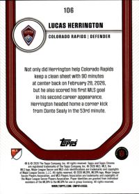 Lucas Herrington - Topps Chrome MLS Base Set 2026, Nr. 106 – Rookie Card