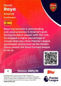 David Raya - Topps Match Attax Premier League Base Set 2025-26, Nr. 2