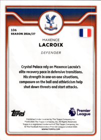 Maxence Lacroix - Topps Flagship Premier League Base Set 2026-27, Nr. 106