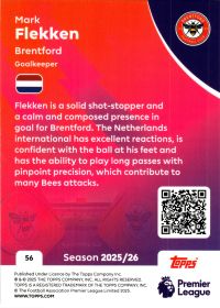 Mark Flekken - Topps Match Attax Premier League Base Set 2025-26, Nr. 56
