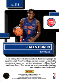 Jalen Duren - Panini Donruss Rated Rookie 2022-23, Nr. 213 – Rookie Card