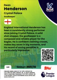 Dean Henderson - Topps Match Attax Premier League Base Set 2025-26, Nr. 110