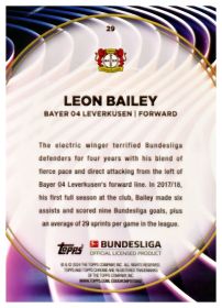 Leon Bailey - Topps Bundesliga 60 Years Celebration Base Set 2023-24, Nr. 29 – Nummeriert, Bundesliga 60 Years Foil