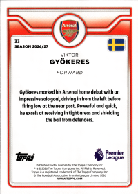 Viktor Gyökeres - Topps Flagship Premier League Base Set 2026-27, Nr. 33