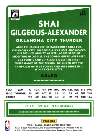 Shai Gilgeous-Alexander - Panini Donruss Optic Base Set 2020-21, Nr. 143